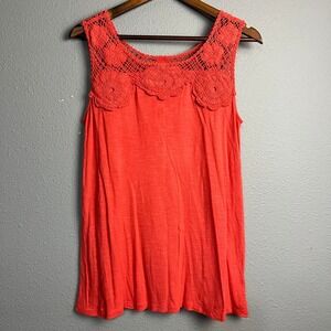 Joe Fresh Coral Y2K Retro Crochet 90s Sleeveless Tank Top Women's Size‎ M/M